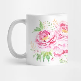 Pink peony flower arrangement watercolor Mug